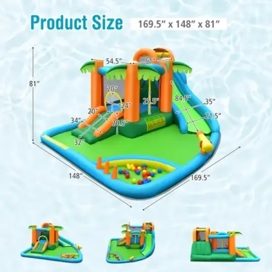Costway Inflatable Water Slide Park Kid Bounce House w/Upgraded Handrail Blower Excluded image {3}