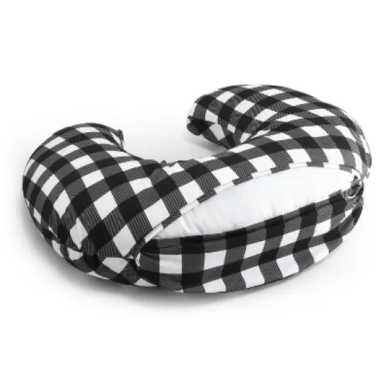 The Peanutshell Nursing Pillow for Breastfeeding, Black and White Buffalo Plaid image {5}