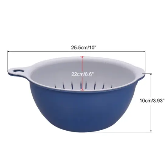 Unique Bargains Kitchen Strainer Colander Bowl Set Medium Double Layer Drain Basket image {1}