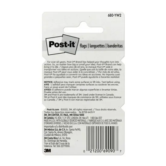 Post-it&reg; Flags - Yellow, 50/Dispenser, 2 Dispenser/Pack image {4}