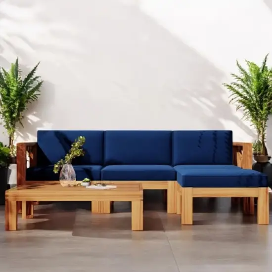 Mshliw 5-Piece Outdoor Sectional Sofa Set with Cushions, and Tea Table &ndash; Stylish Patio Seating for Garden, Deck, or Balcony image {16}