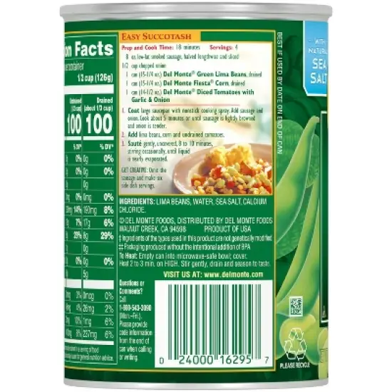 Del Monte Lima Beans  - 15.25oz image {2}