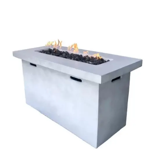 25" H x 42" W Fiber Reinforced Concrete Outdoor Fire Pit Table with Cover and Lava Rocks image {3}