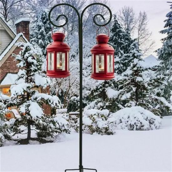 Artloge 2PCS 94 Inch High Double Shepherds Hooks Adjustable Height Outdoor Metal Hanger Bird Feeder Pole for Garden Patio Decoration image {7}