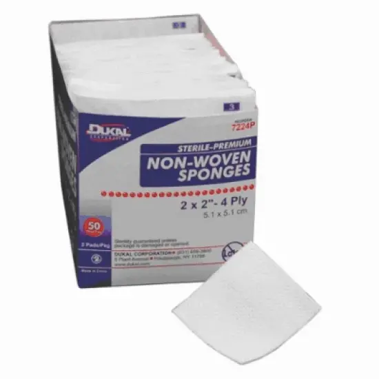 Dukal Sterile Non-Woven Sponge 4-Ply 2" x 2", 50 Ct image {3}