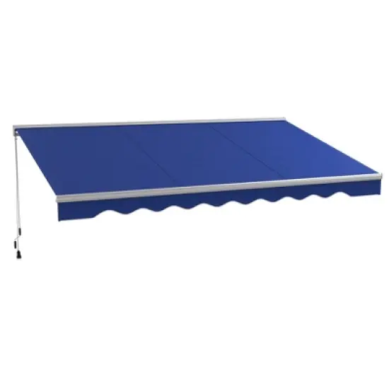 Outsunny 16.5' x 10' Electric Awning, Patio Retractable Awning with LED Lights and Remote Controller, Blue image {6}