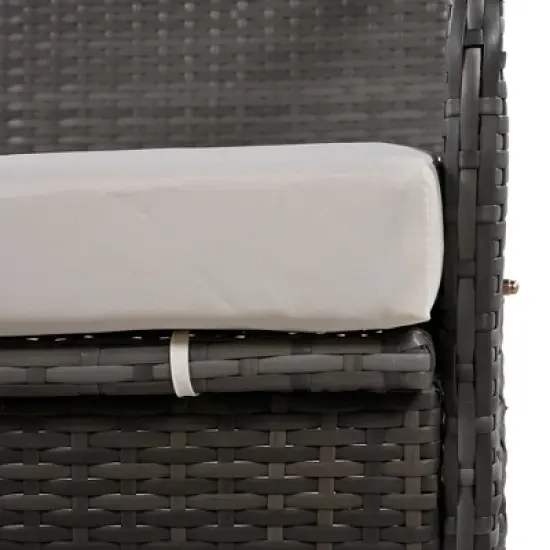 Outdoor Loveseat and Convertible to two seats and a table，Beige/Gray/Blue, 4W -ModernLuxe image {12}