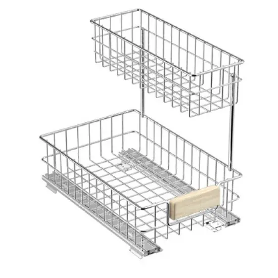 Pull Out Cabinet Organizer, Under Sink Slide Out Storage Shelf with 2 Tier Sliding Wire Drawer image {17}