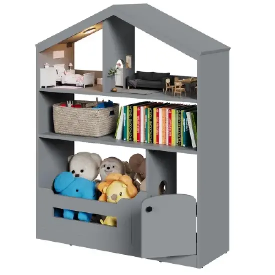 3-Tier Wooden Kids Bookshelf & Toy Organizer | with Motion Sensor Light | Storage for Bedroom, Classroom & Playroom image {6}