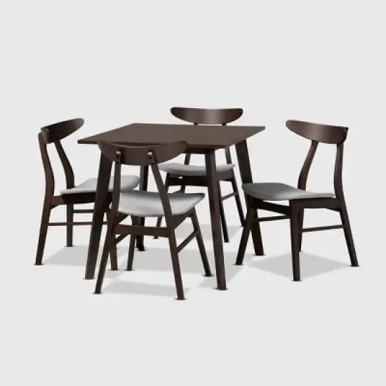 5pc Britte Fabric Upholstered Wood Dining Set  - Baxton Studio image {10}