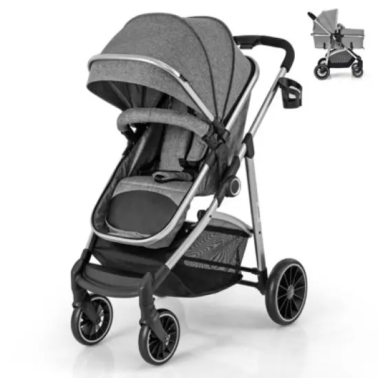 Infans 2 in 1 Convertible Baby Stroller High Landscape Infant Stroller Grey image {7}