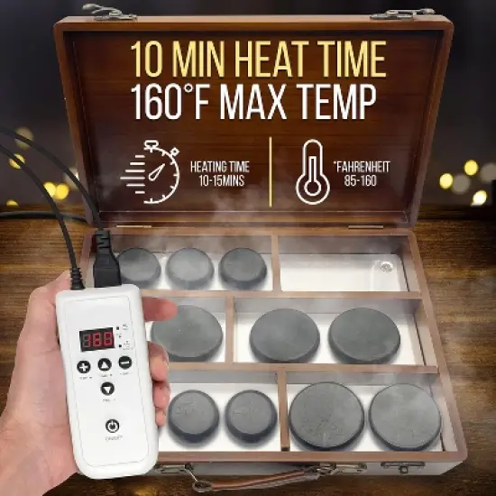 Hot Stone Massage Kit for Relaxation with Portable Heated System, 12 Basalt Stones, Compact Design image {3}