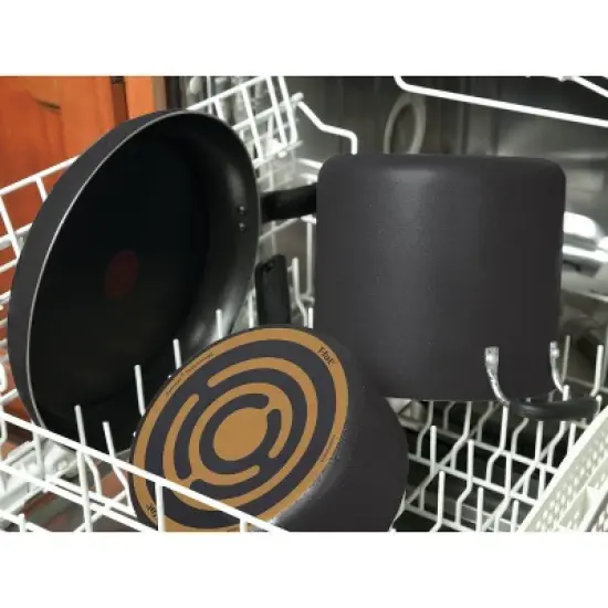 T-fal Simply Cook Nonstick Dishwasher Safe Cookware, 7.5" & 10" Fry Pans, 2pc Set, Black image {4}