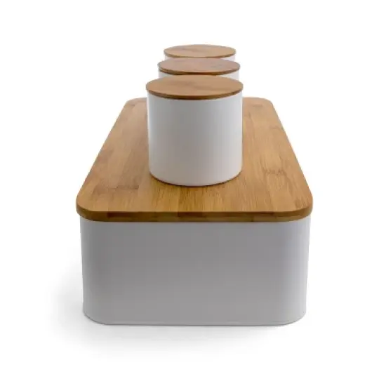 MegaChef Kitchen 4 Piece Bamboo Storage and Organization Canister Set in White image {1}