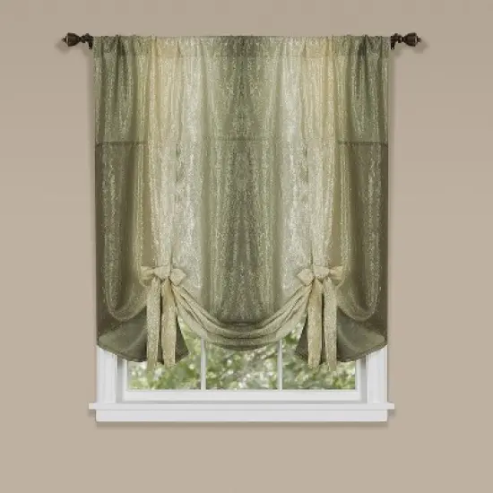 GoodGram Royal Ombre Crushed Semi Sheer Tie Up Single Window Curtain Shade image {3}