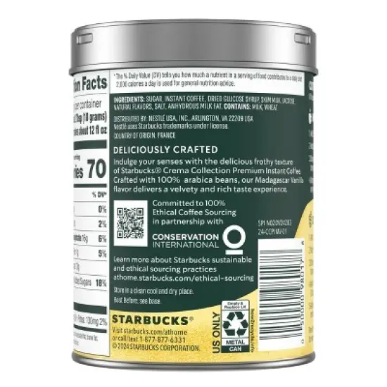 Starbucks Crema Collection Madagascar Vanilla Premium Instant Coffee - 21.36oz/3ct image {9}