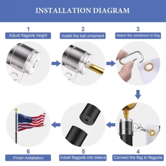 Yescom EZ GO 25ft Telescopic Flag Pole Kit Wheel Tire Mount Stand Upgrade Rotating Lock Outdoor Camper RV Tailgate Black image {7}