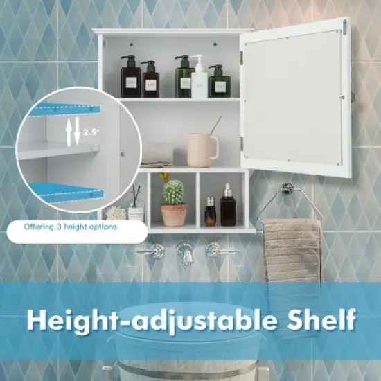 Tangkula Mirrored Medicine Cabinet Bathroom Wall Mounted Storage W/Adjustable Shelf image {4}
