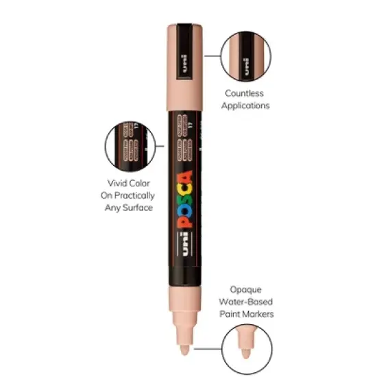 uniball POSCA 8pk PC-5M Water Based Paint Markers Medium Tip 1.8-2.5mm Portrait Colors image {2}