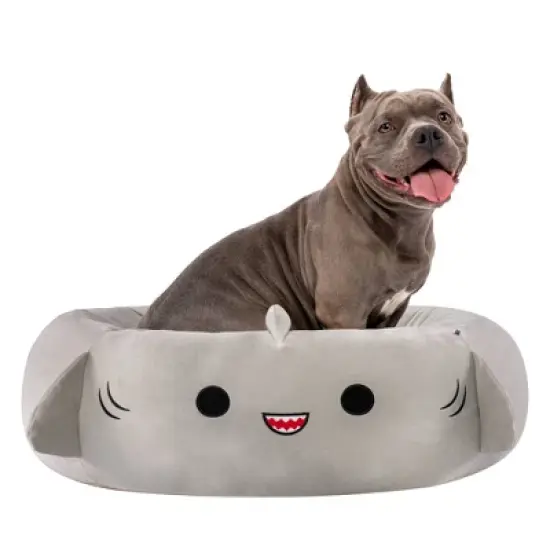 Squishmallows Gordon The Shark Cat and Dog Bolster Bed - Steel Gray image {8}