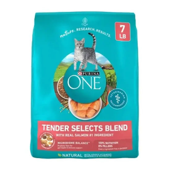 Purina ONE Tender Selects Blend with Real Salmon Adult Premium Dry Cat Food image {8}