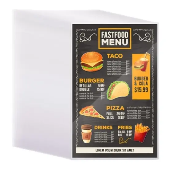 WeChef 11"x17" Double-Sided All Clear Vinyl Menu Cover 2 View Plastic Menu Holder Top Loading Restaurant Cafe 30 Pack image {9}