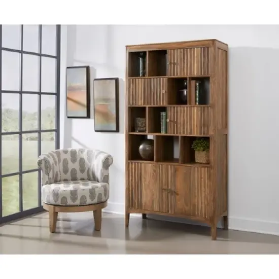 75" Nancy 5 Door Bookcase Natural Brown - Treasure Trove Accents image {5}