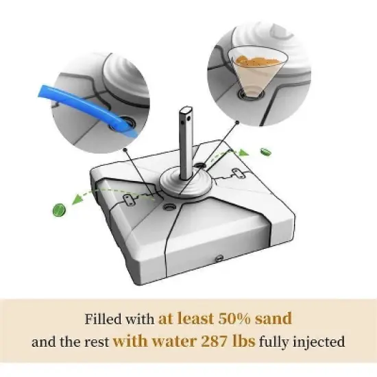 PURPLE LEAF Rectangle Patio Umbrella with Base Outdoor Cantilever Offset Umbrella with 360-degree Rotation for Garden Deck Backyard Pool image {9}