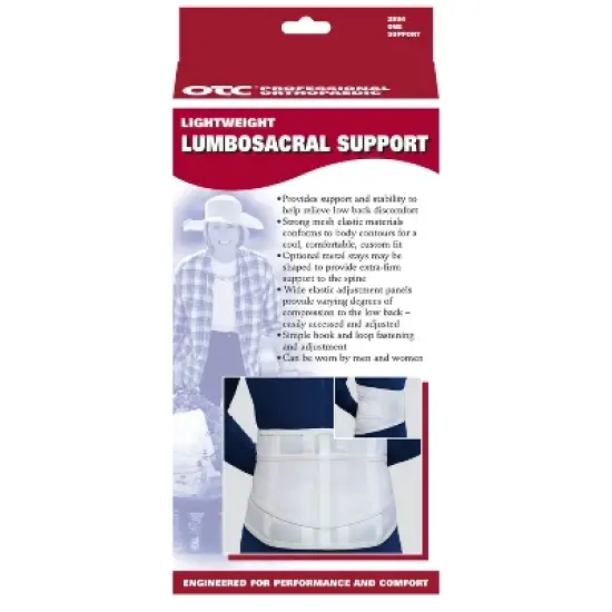 OTC Lumbo-Sacral Support, Lower Back, Metal Stay Insert, Strong Mesh Elastic, White image {2}