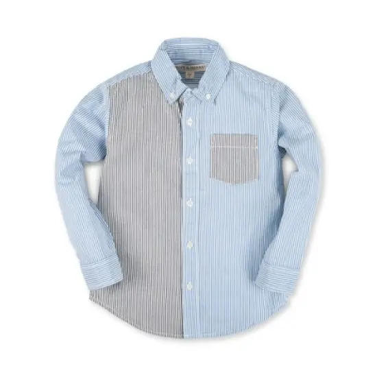 Hope & Henry Boys' Organic Cotton Long Sleeve Seersucker Button Down Shirt, Kids image {10}