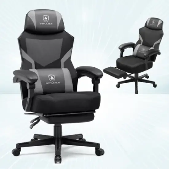 GTPLAYER Mesh Gaming Chair with Footrest, Mesh Back Reclining Office Chair for Adults, Comfortable Fabric Seat image {7}