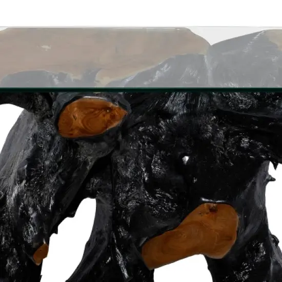 Contemporary Teak Wood Console Table Gold - Olivia & May image {2}