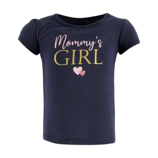 Hudson Baby Infant Girl Short Sleeve T-Shirts, Girl Mommy Pink Navy image {4}