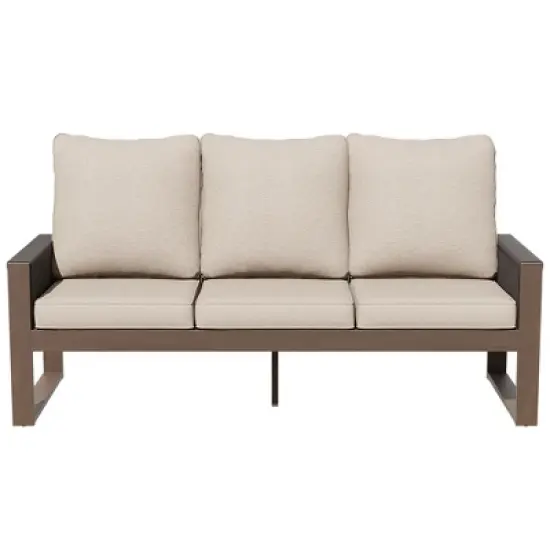UPTIOT 3-Seat Patio Wooden Sofa With Cushions image {7}