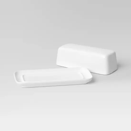 2pc Porcelain Butter Dish White - Threshold&trade;: Butter Holder, Microwave & Dishwasher Safe, 4 Volume Capacity image {3}
