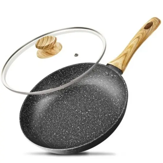 MICHELANGELO Nonstick Frying Pan with Lid, Non Stick Frying Pan with Non-Toxic Coating, Small Skillet with Lid, Granite Pan for All Cooktops image {7}