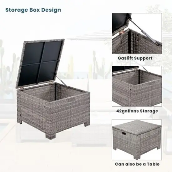 6PCS Patio PE Rattan Conversation Set, Outdoor All-weather Wicker Sectional Sofa Set, Beige-ModernLuxe image {4}