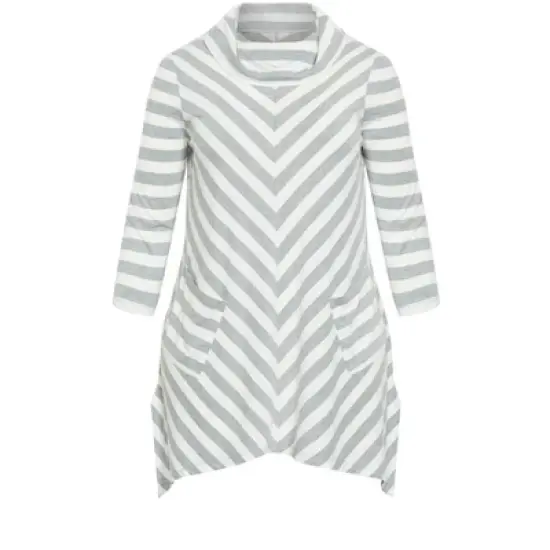 Women's Plus Size Emily Panel Stripe Tunic - ivory | AVENUE image {2}