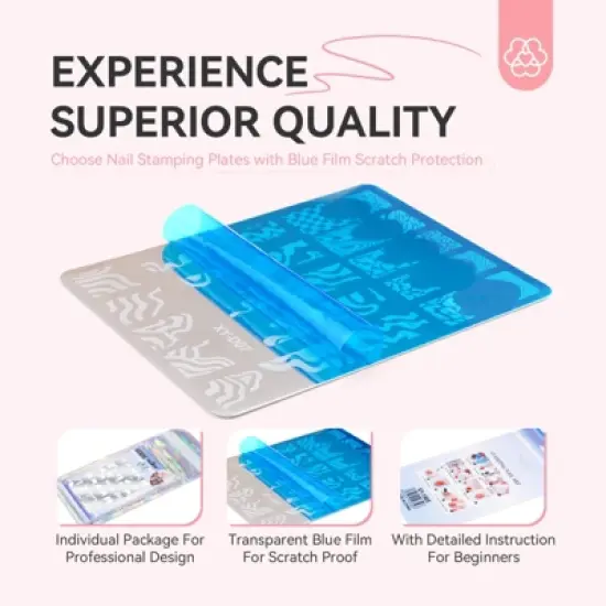 Saviland Nail Stamper Plates: 4PCS French Stamping Plates - Wave Stripes, Reusable Stainless Steel Tools image {4}