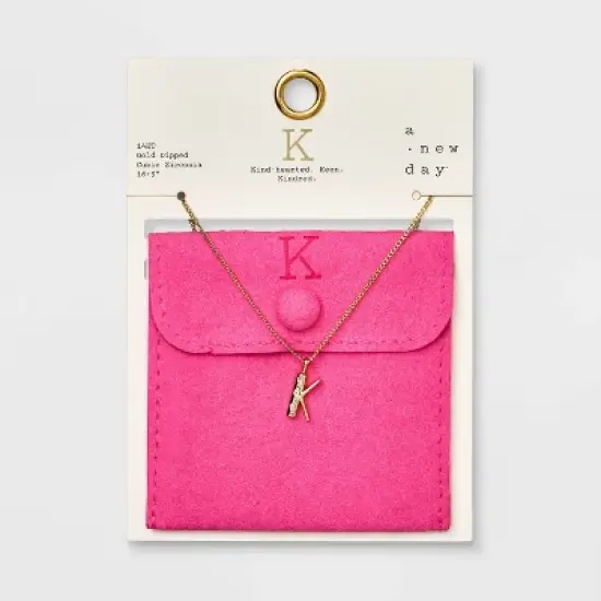 Gold Dipped Cubic Zirconia Initial Pendant Necklace - A New Day&trade; Gold image {14}