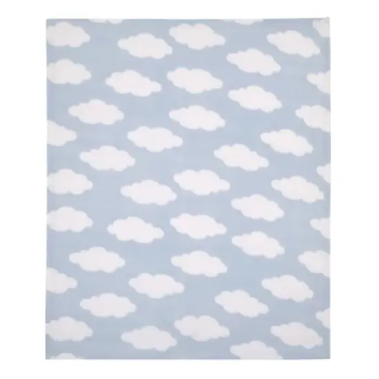 Everything Kids Light Blue and White Cloud Super Soft Toddler Blanket image {1}