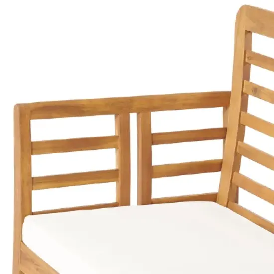 Christopher Knight Home Caydon Outdoor Acacia Wood Loveseat with Cushions, Brown/Cream image {8}