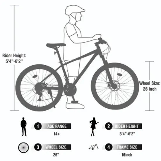 KWPZQEB Mountain Bike for Men and Women, 26 inch 24 Speed Suspension Fork, Durable Steel Frame, Comfort Saddle image {5}