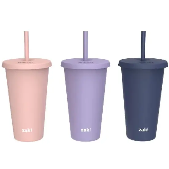 Zak Designs 3pk 25 fl oz Plastic Straw Tumbler Set image {9}