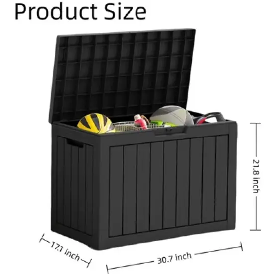 FURNIinspire Deck Boxes 45 Gallon Deck Box, Waterproof Storage Bin For Outdoor And Indoor, Storage Deck Box, All Weather Use, Black, 17&ldquo;*31&rdquo;*22&ldquo; image {2}