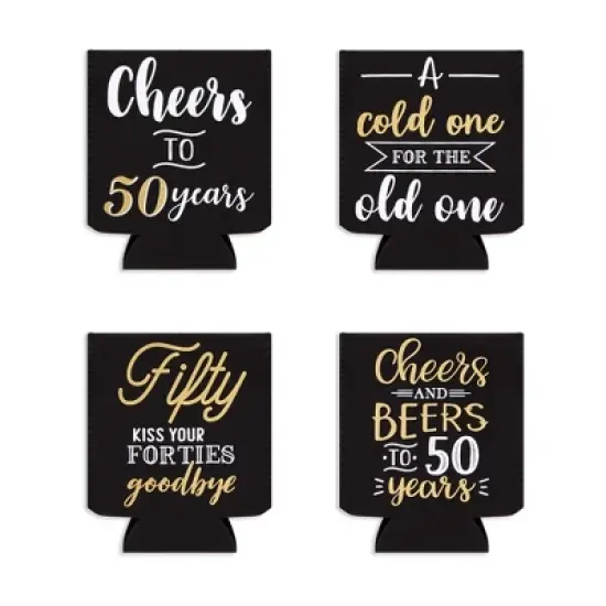 Sparkle and Bash 12 Pack 50th Birthday Can Cooler Sleeves for Soda - Cheers and Beers to 50 Years Decorations and Party Favors (2.5x4 in) image {6}