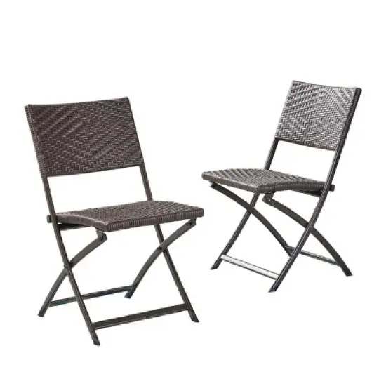 GDF Studio Agostini Outdoor Wicker Folding Dining Chairs image {1}