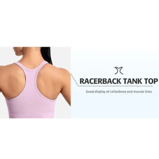 Attraco Women's Ribbed Workout Crop Tops with Built in Bra Yoga Racerback Tank Top Sport Tops Workout Tops image {11}
