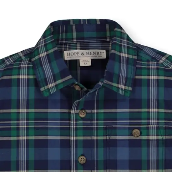 Hope & Henry Boys' Stretch Poplin Short Sleeve Button Down Shirt, Infant image {1}