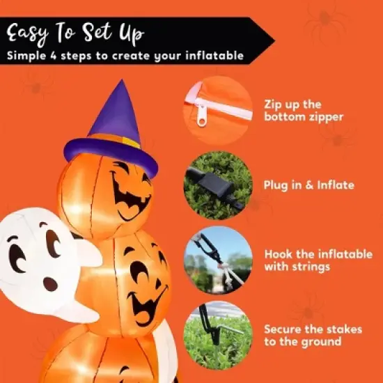 Joyfy 6 FT Tall Halloween Inflatable Outdoor Decorations, Stacked Pumpkins Inflatable with LEDs for Halloween Party Yard Garden Lawn Decoration image {6}